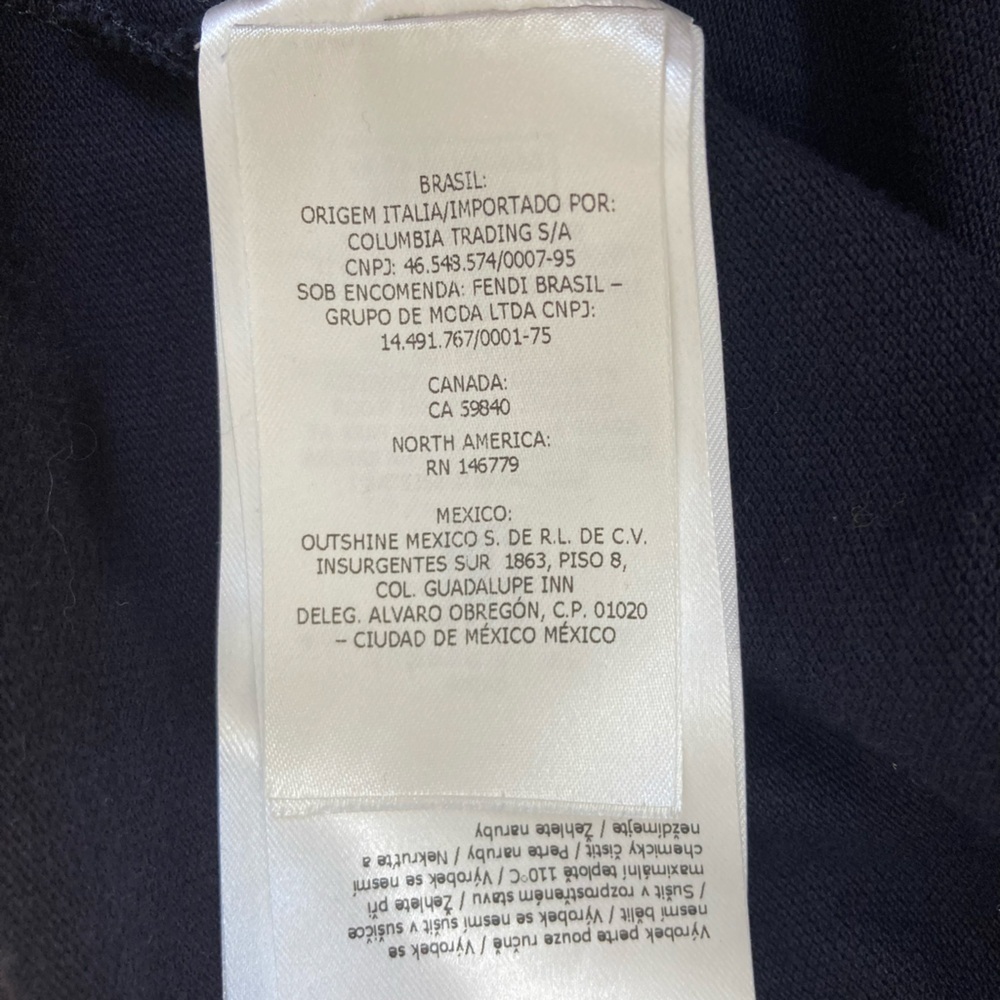 Fendi Long Sleeve Cotton Polo Shirt Blue contrast White Collar Fendi Logo - Picture 9 of 13